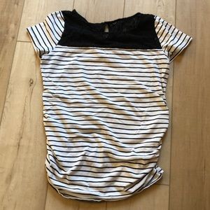 Black and cream striped maternity top